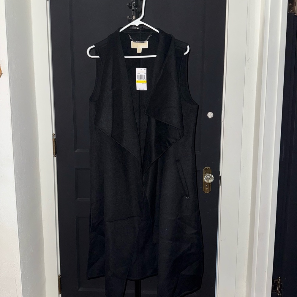 Black Sleeveless Waterfall Vest